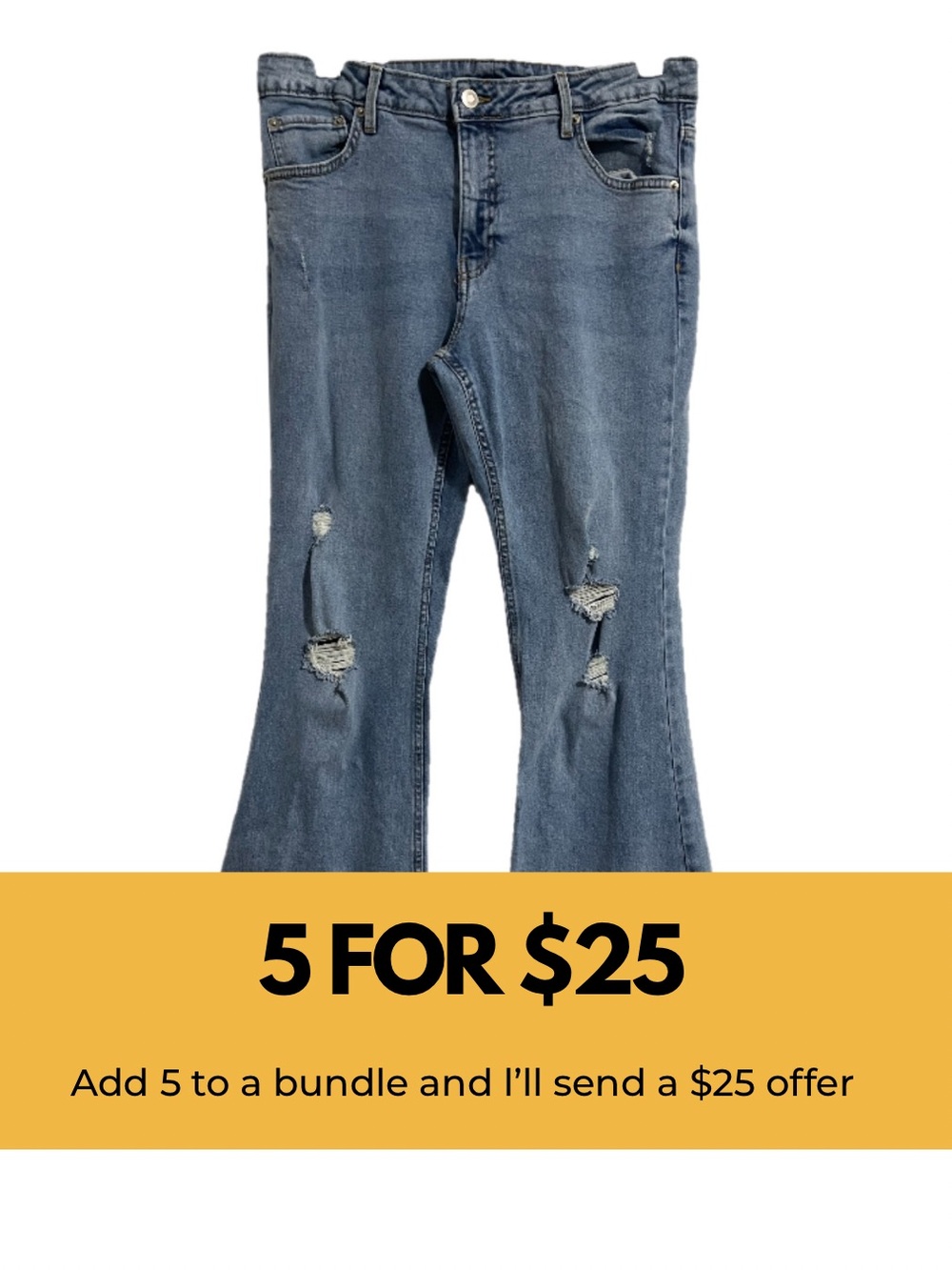 NOBO Medium Blue Distressed Flare Jeans